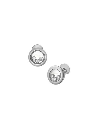 Chopard HAPPY DIAMONDS ICONS EAR PINS 18K WHITE GOLD AND DIAMONDS